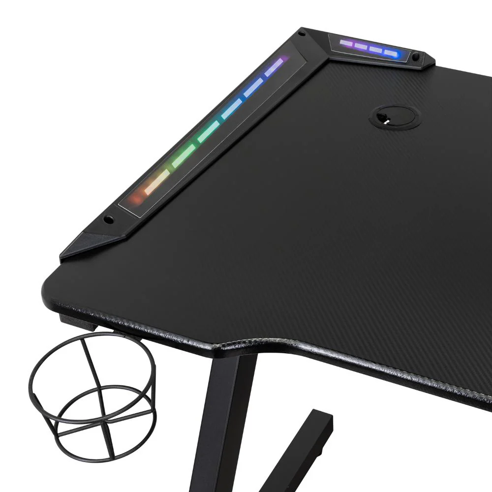 Escritorio Gamer Silver, Negro, Estructura Metalica y Luz Led - Image 12