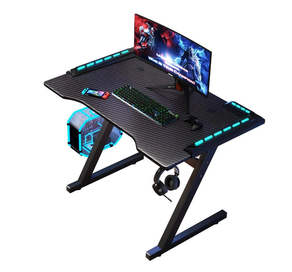 Escritorio Gamer Silver, Negro, Estructura Metalica y Luz Led - Image 5