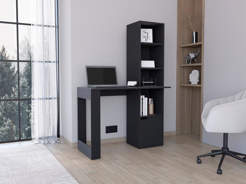 Escritorio Kandis, Wengue, con cinco entrepaños y gran espacio de almacenamiento ZF - Image 3