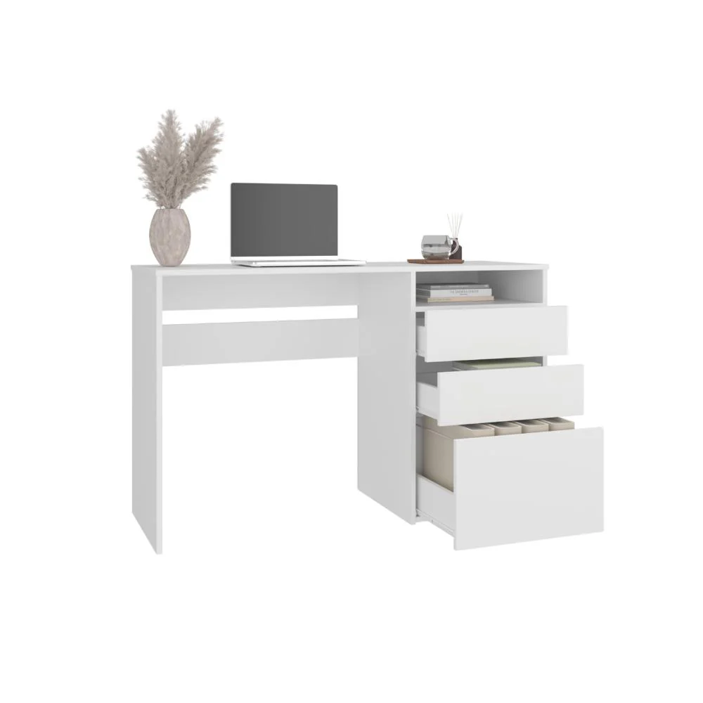 Escritorio Venus, Kronos Blanco, Moderno minimalista con tres cajones multiusos ZF - Image 2