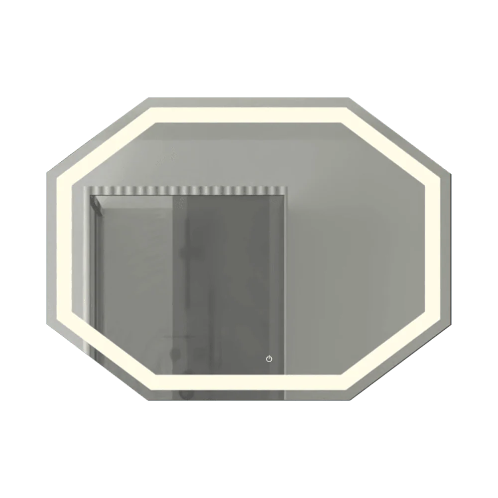 Espejo Hexagonal Mizu, Gris, con Luz Led y Botón Touch - Image 3