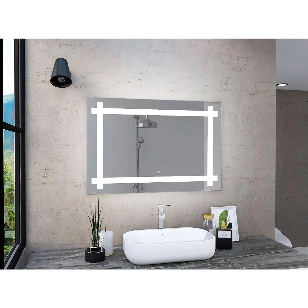 Espejo Rectangular Broni, Gris, con Luz Led y Botón Touch - Image 4