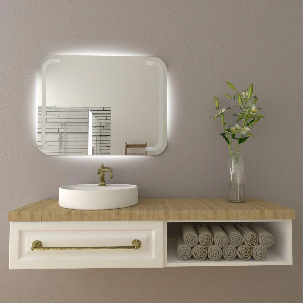 Espejo Rectangular Brown, Gris, con Luz Led - Image 4