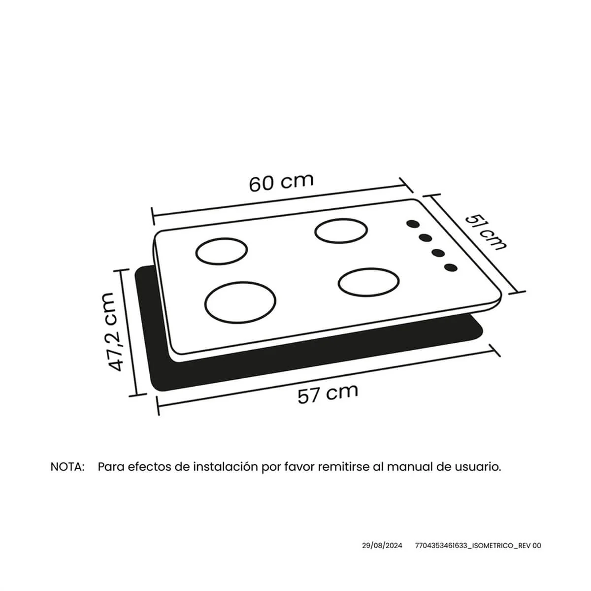 Estufa de empotrar 60x51 cm Platina a Gas Natural marca Haceb - Image 9