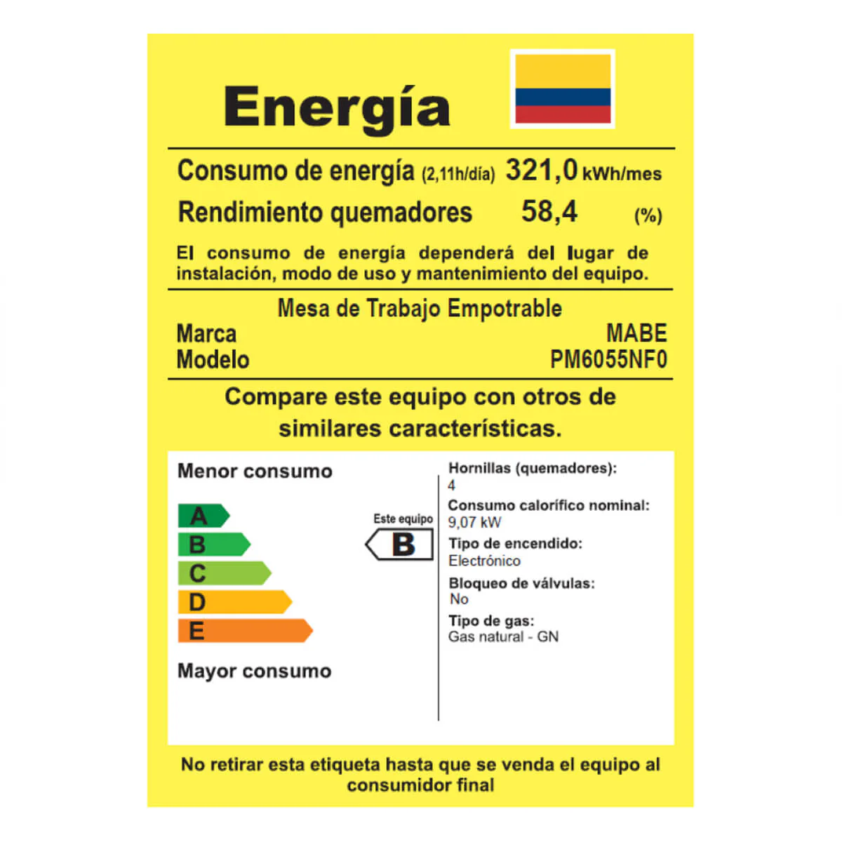Estufa de empotrar acero Inoxidable 60X50 cm gas natural marca Mabe - Image 11