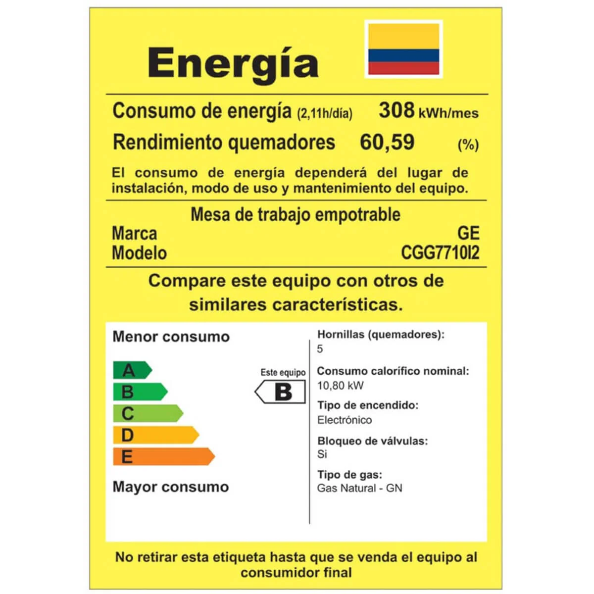 Estufa de empotrar acero Inoxidable 77X52 cm gas natural marca Mabe - Image 4
