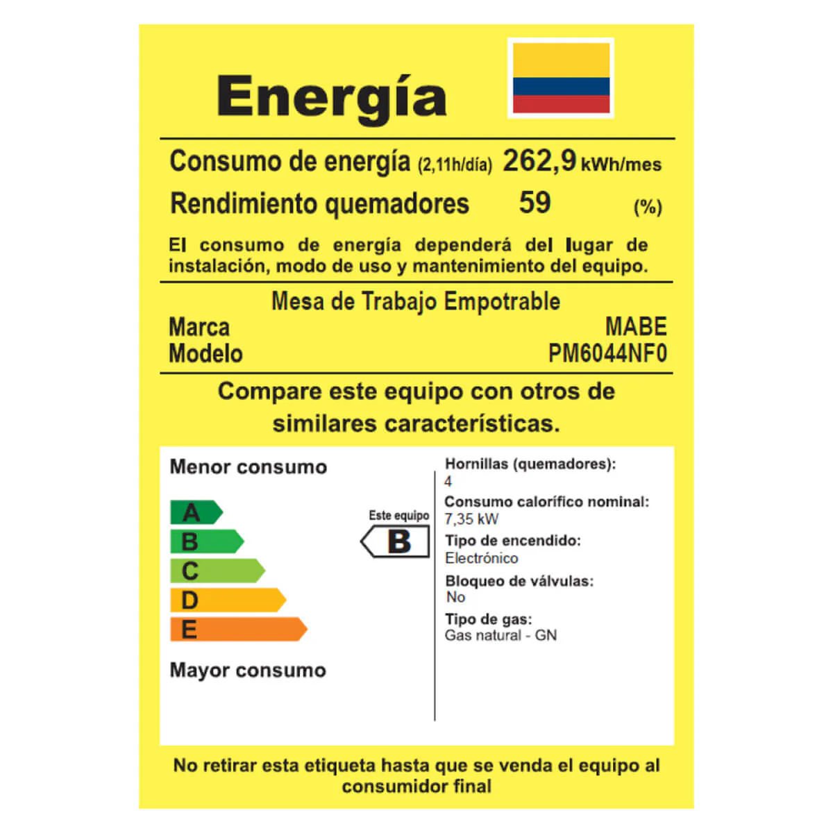 Estufa de empotrar Inoxidable 60X44 cm gas natural marca Mabe - Image 8