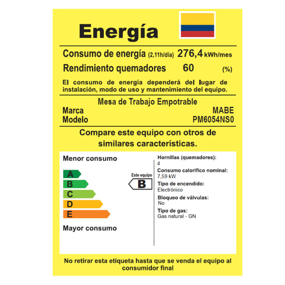 Estufa de empotrar acero Inoxidable 60X50 cm gas natural marca Mabe - Image 10