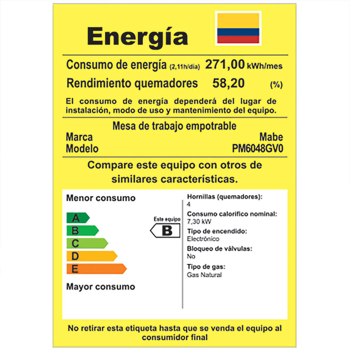 Estufa de empotrar cristal negro 58X50 cm Hierro fundido gas natural marca Mabe - Image 8