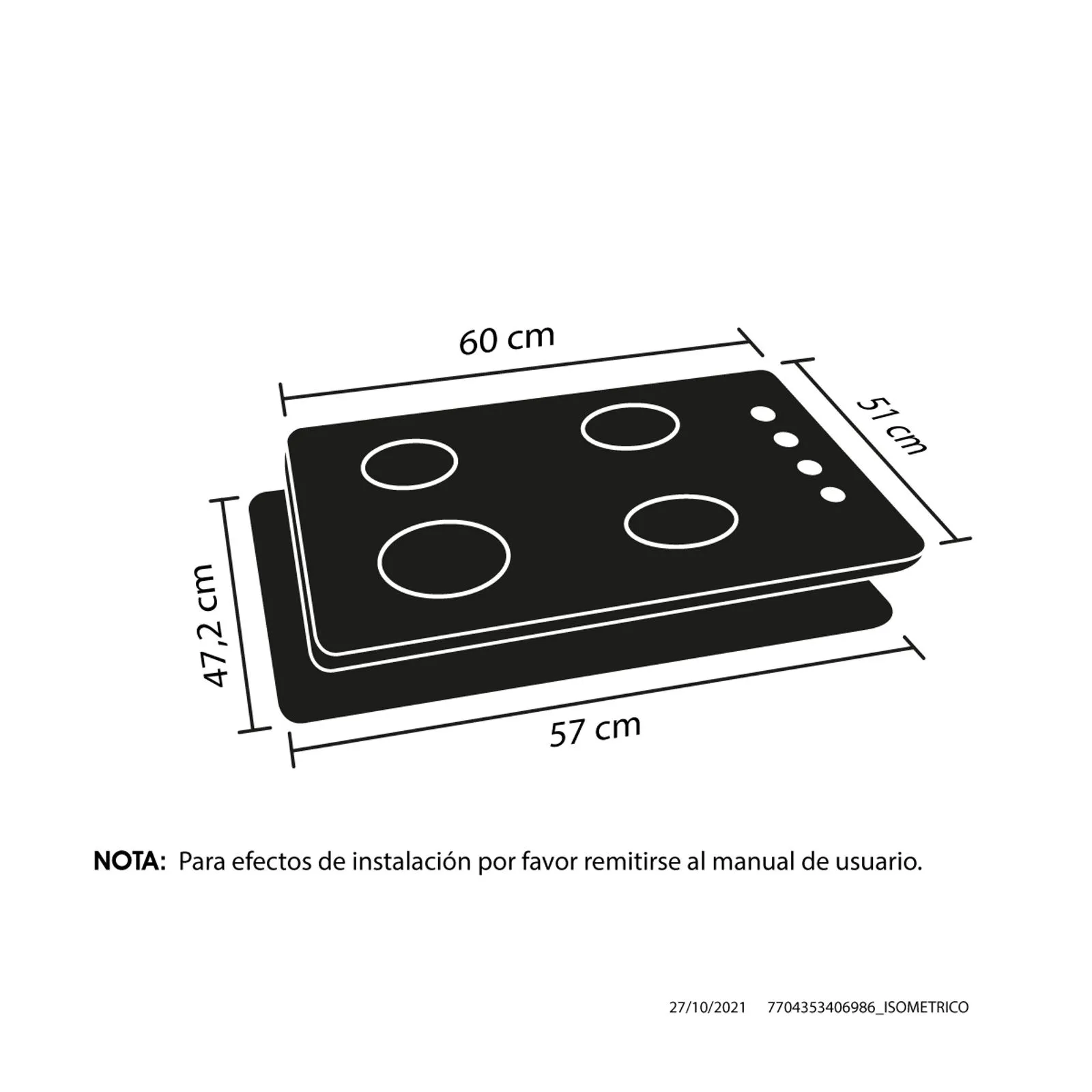 Estufa de empotrar tandoori cristal 60x51 cm fogón dual gas natural Haceb - Image 5