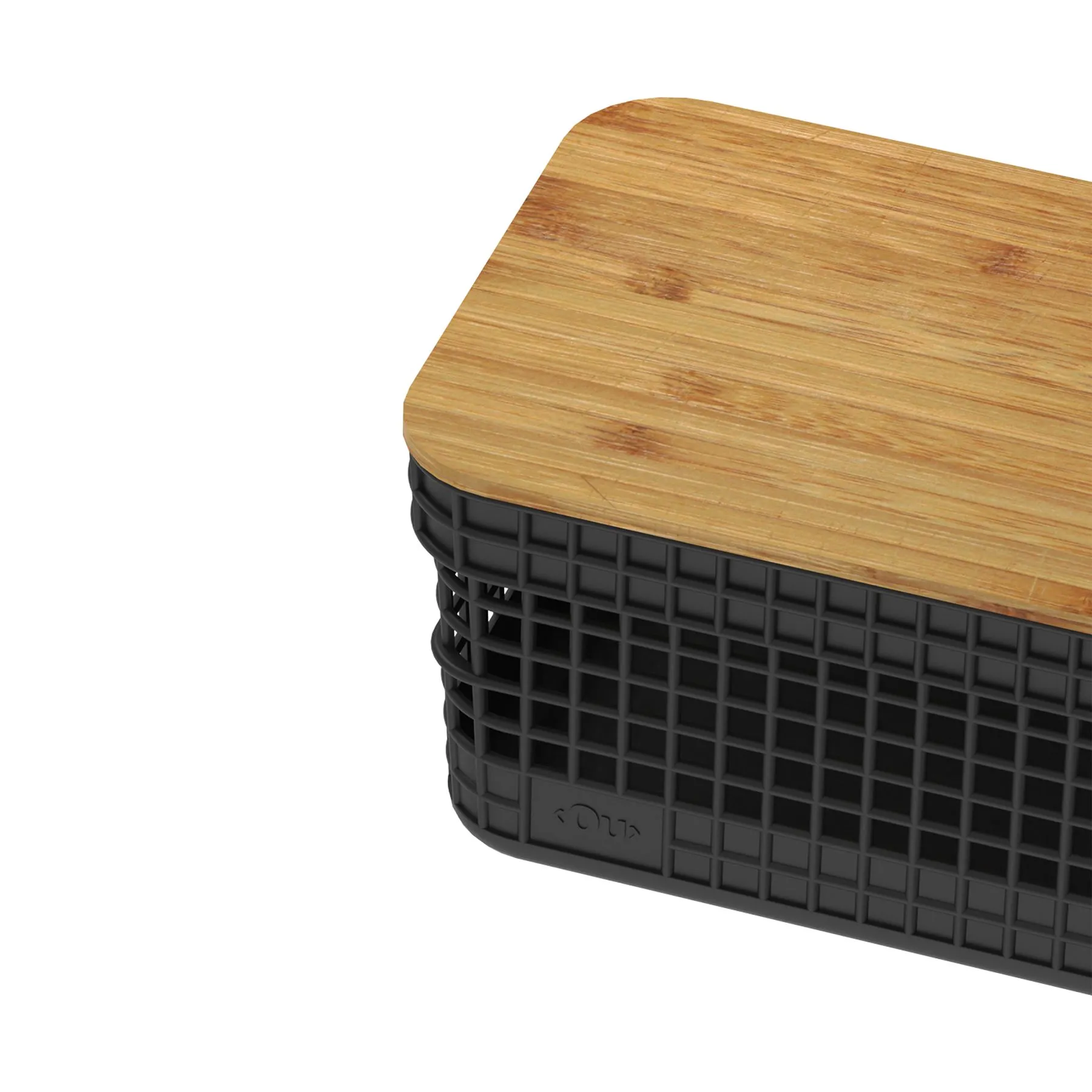 Cesta grid con tapa de bambú de 2.5 litros color negro - Image 3