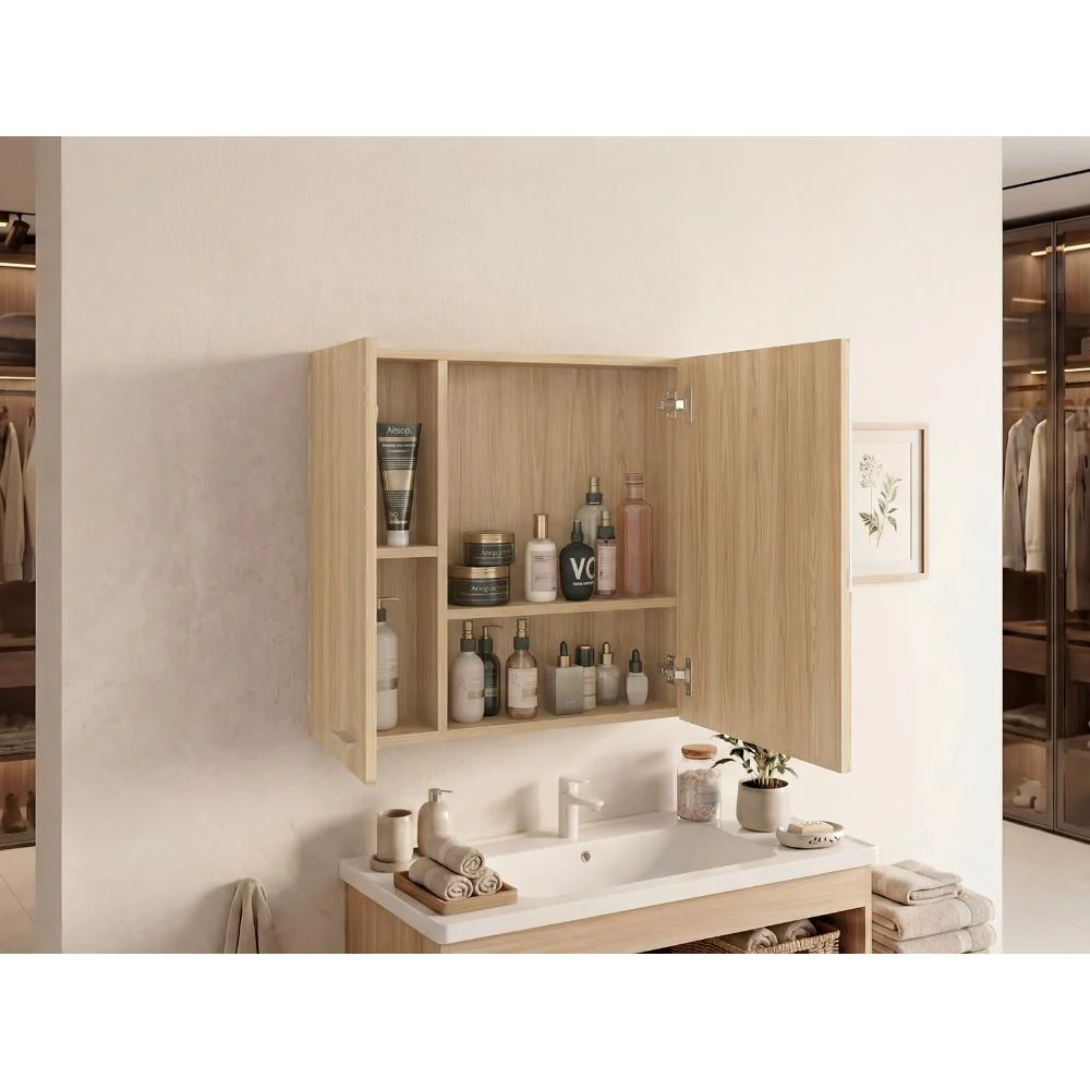Gabinete de Baño Apolis, Fresno Europeo, con Puerta Espejo y Dos Entrepaños Para Ubicar Múltiples Objetos - Image 6