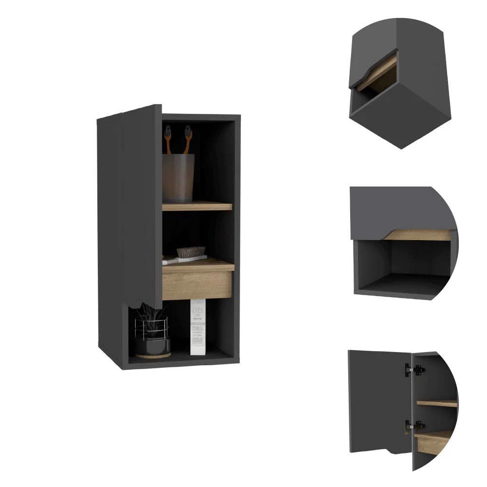 Gabinete de Baño Apolis, Plata Oscuro y Café Claro, con Espacio Para Guardar Objetos de Aseo Personal - Image 2