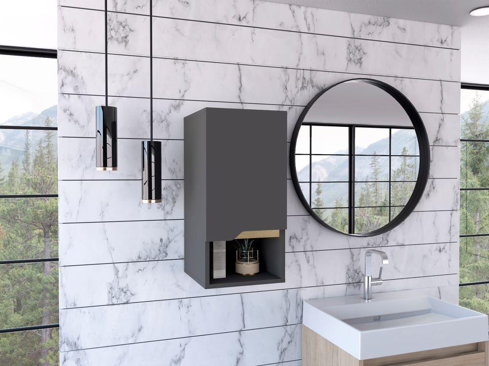 Gabinete de Baño Apolis, Plata Oscuro y Café Claro, con Espacio Para Guardar Objetos de Aseo Personal - Image 6