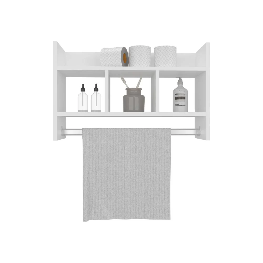Gabinete de Baño Beki, Kronos Blanco, con espacio para ubicar objetos y un tubo para colgar toallas ZF - Image 2