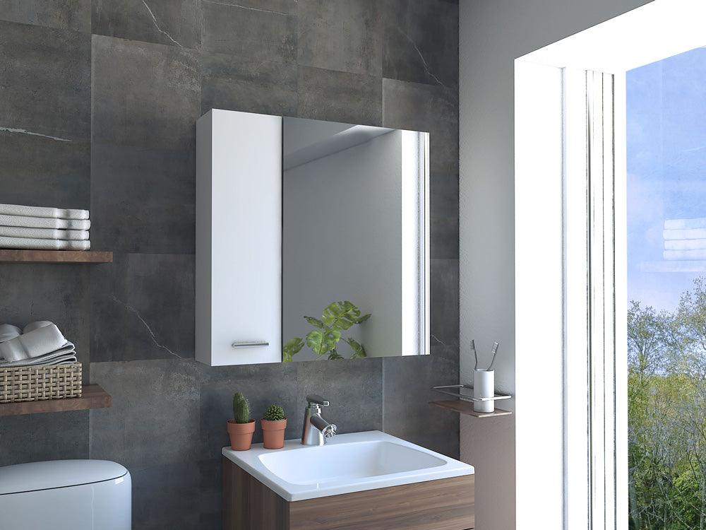 Gabinete de Baño Caribe, Blanco, con Espejo Biselado de Buen Tamaño y Varios Entrepaños X2 - Image 3