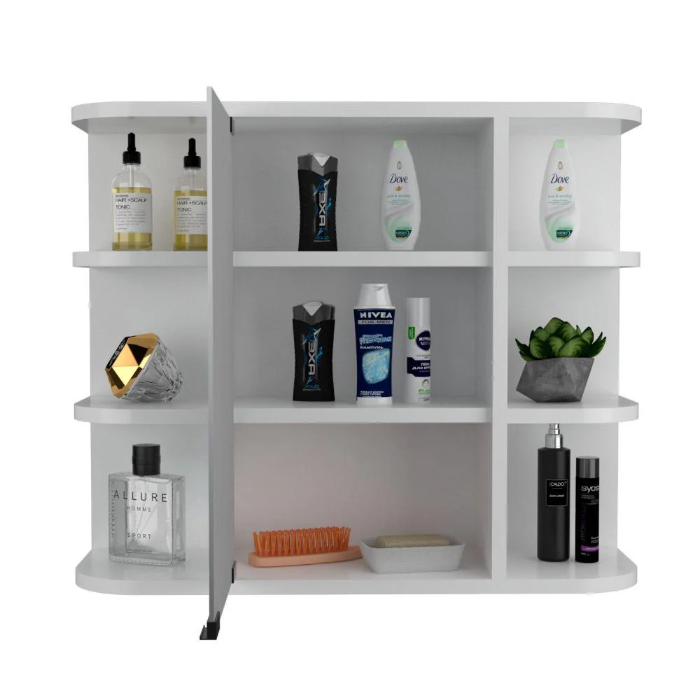 Gabinete de Baño Delio, Blanco, con Una Puerta de Espejo Abatibley Seis Entrepaños    ZF - Image 3