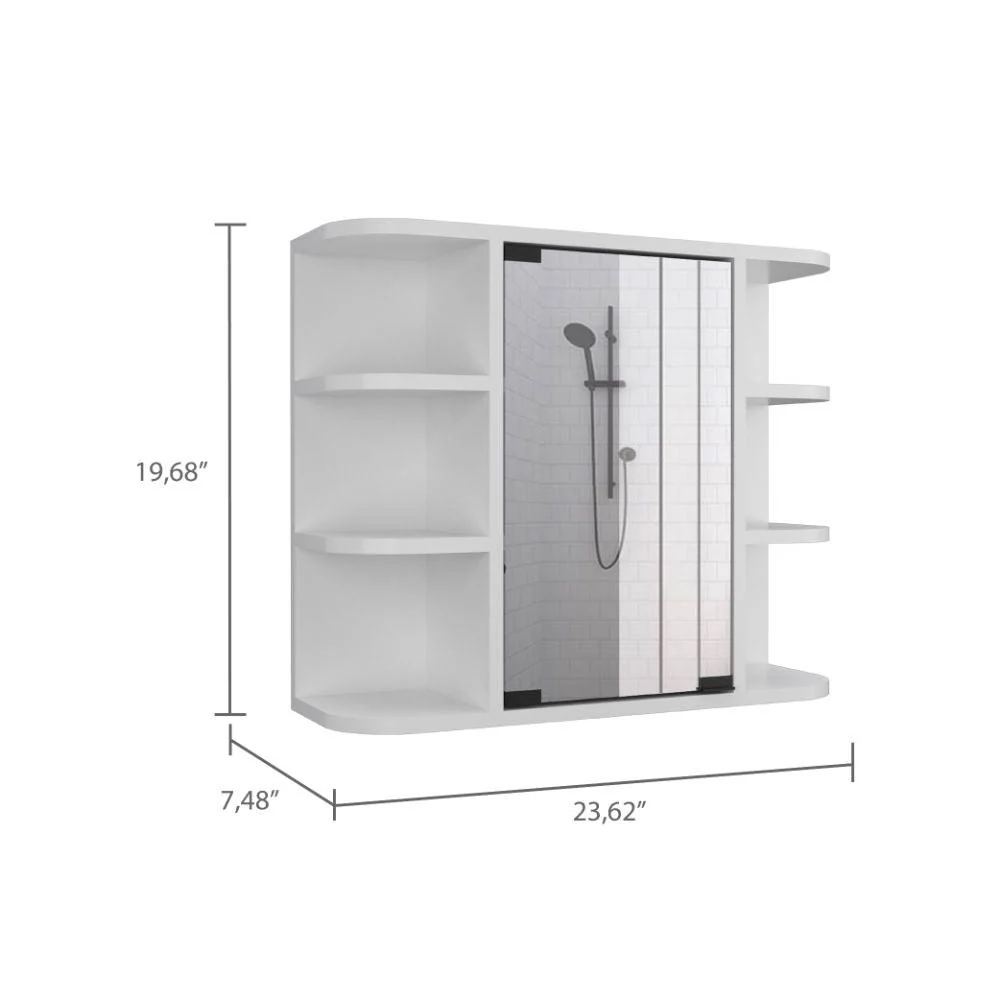 Gabinete de Baño Delio, Blanco, con Una Puerta de Espejo Abatibley Seis Entrepaños    ZF - Image 7