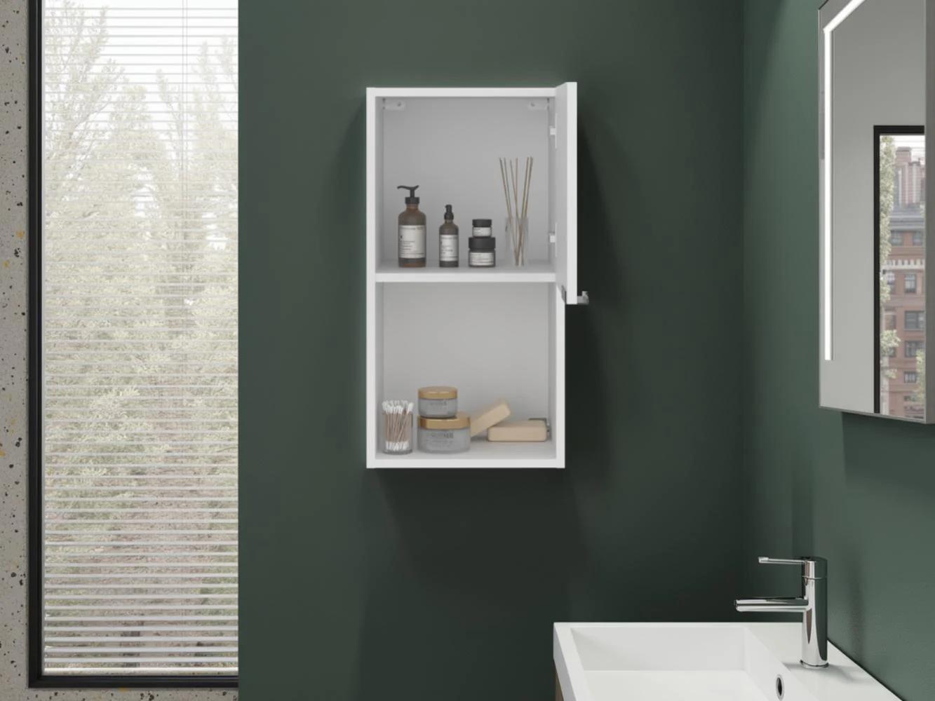 Gabinete de Baño Kase, Kronos Blanco, con una puerta abatible con manija metalica ZF - Image 4