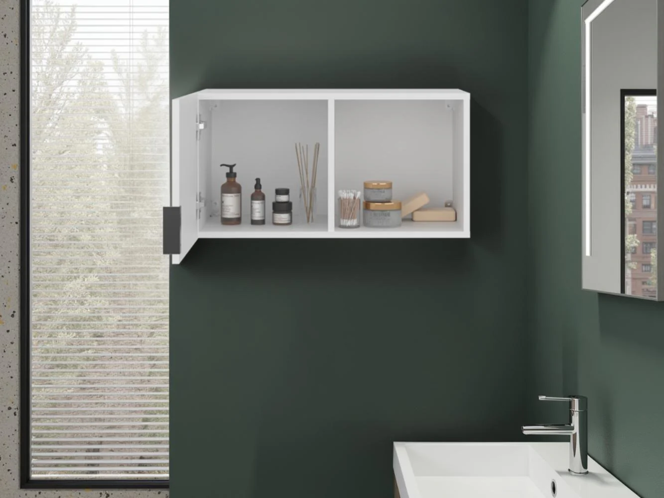 Gabinete de Baño Kase, Kronos Blanco, con una puerta abatible con manija metalica ZF - Image 6