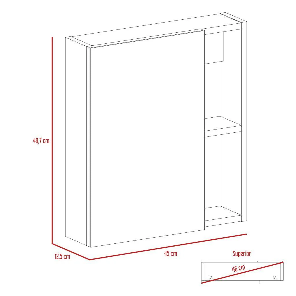 Gabinete de Baño Labell, Blanco, con Puerta Espejo y Entrepaños - Image 7