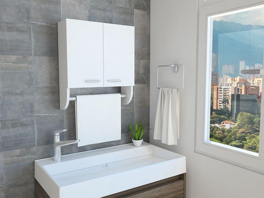 Gabinete de Baño Lupek, Blanco, con Tubo y Manija Metálicas X2 - Image 2
