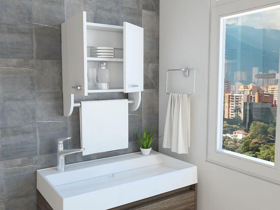 Gabinete de Baño Lupek, Blanco, con Tubo y Manija Metálicas X2 - Image 3