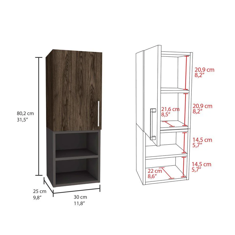 Gabinete de Baño Oporto, Chocolate y Plata Oscuro, con espacio para guardar objetos de aseo personal - Image 5