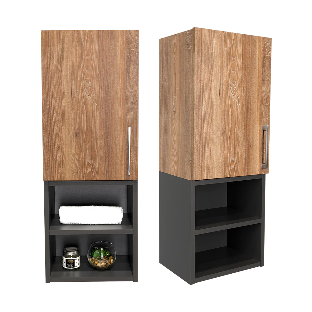 Gabinete de Baño Oporto, Miel y Plata Oscuro, con espacio para guardar objetos de aseo personal X2