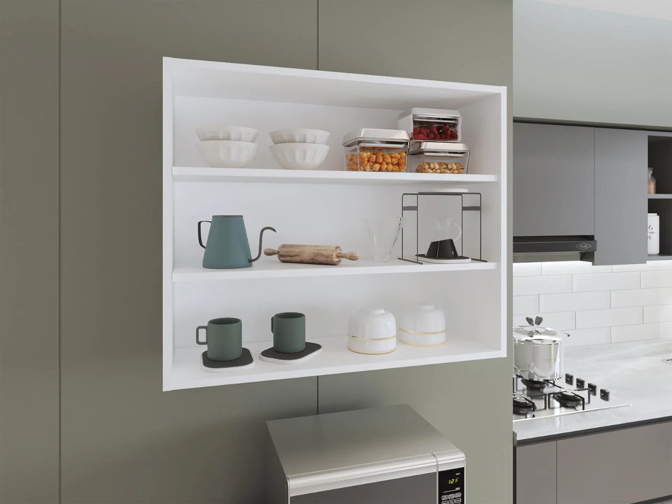Gabinete de Baño Saray, Blanco Duqueza, con tres entrepaños - Image 3