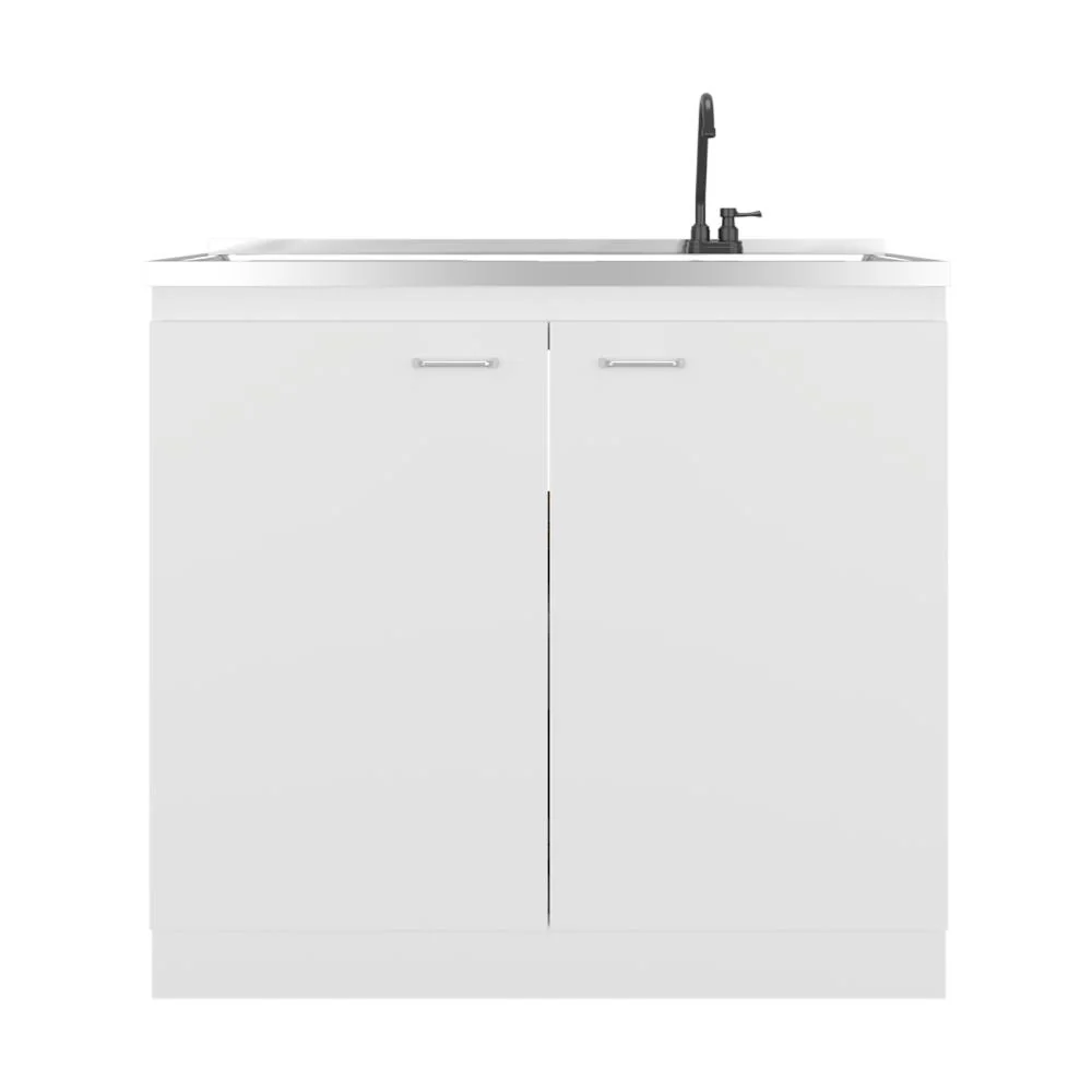 Gabinete Inferior Cantabria, Kronos Blanco Duqueza, con dos Puertas Abatibles- Mesón Izquierdo y Grifería ZF - Image 7