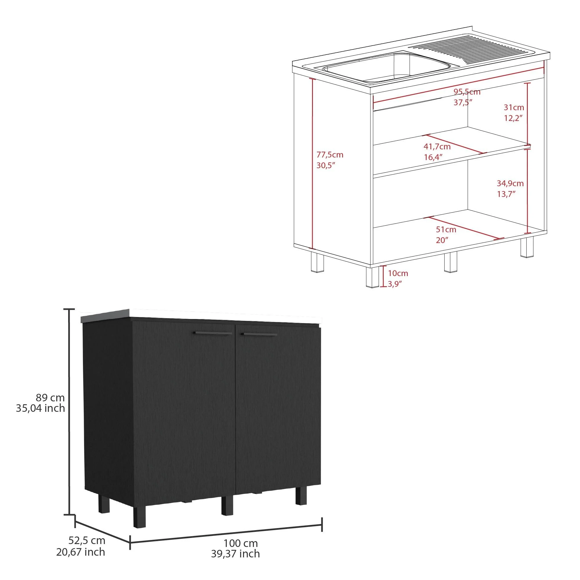 Gabinete Inferior Cantabria, Wengue, Ideal Para Espacio Reducidos ZF - Image 15