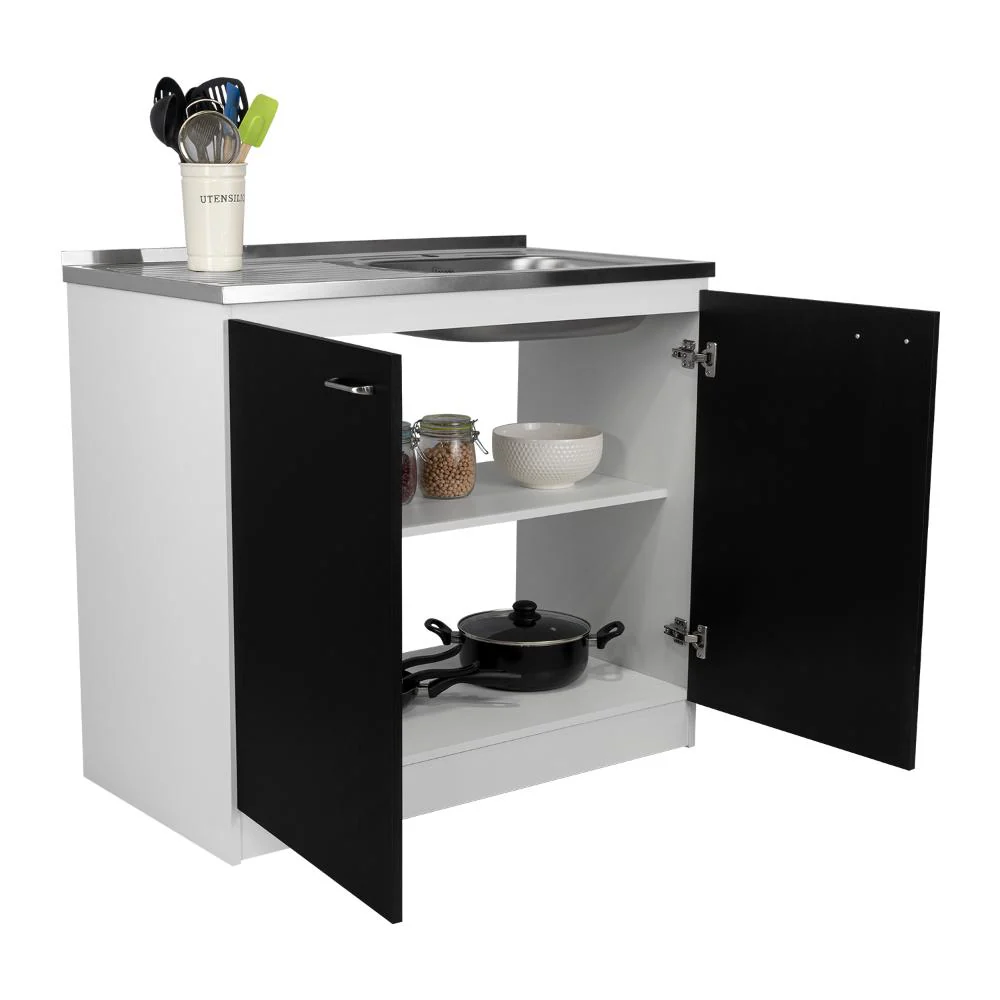 Gabinete Inferior Cantabria, Wengue y Blanco, Ideal Para Espacio Reducidos - Image 3