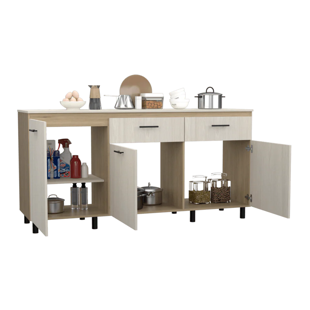 Gabinete Inferior Kazán 180, Beige y Nevado, con Gran Capacidad de Almacenamiento - Image 2