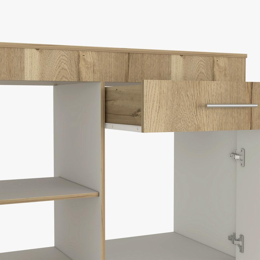 Gabinete Inferior Petra, Blanco y Café Claro, Mesón en Madera - Image 11