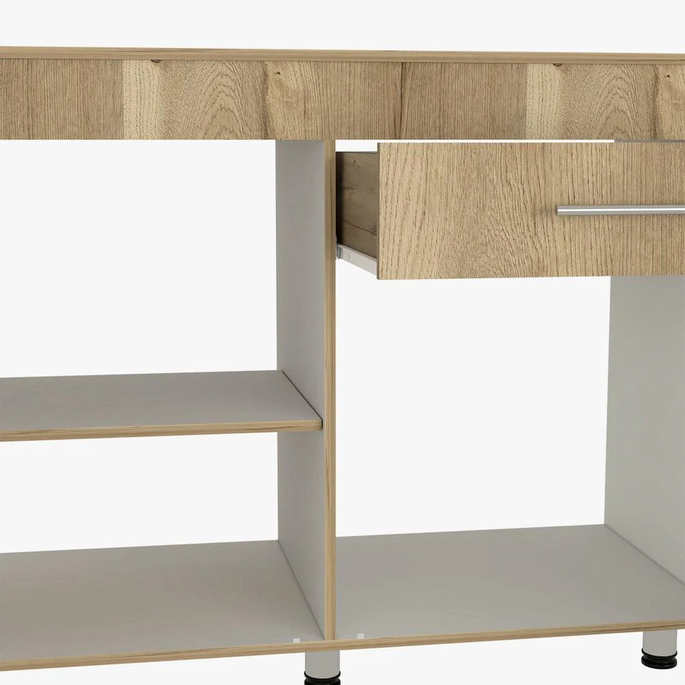 Gabinete Inferior Petra, Blanco y Café Claro, Mesón en Madera - Image 12