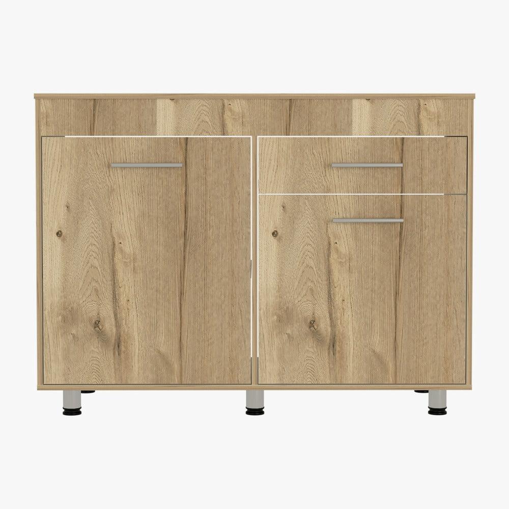 Gabinete Inferior Petra, Blanco y Café Claro, Mesón en Madera - Image 4