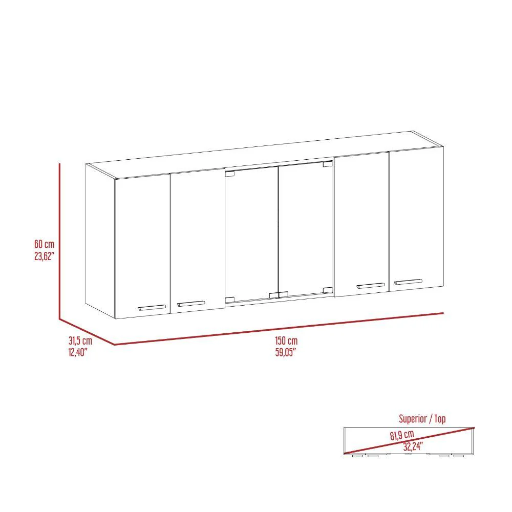 Gabinete Superior Frello 150, Wengue, Incluye Entrepaño Móvil Central ZF - Image 7