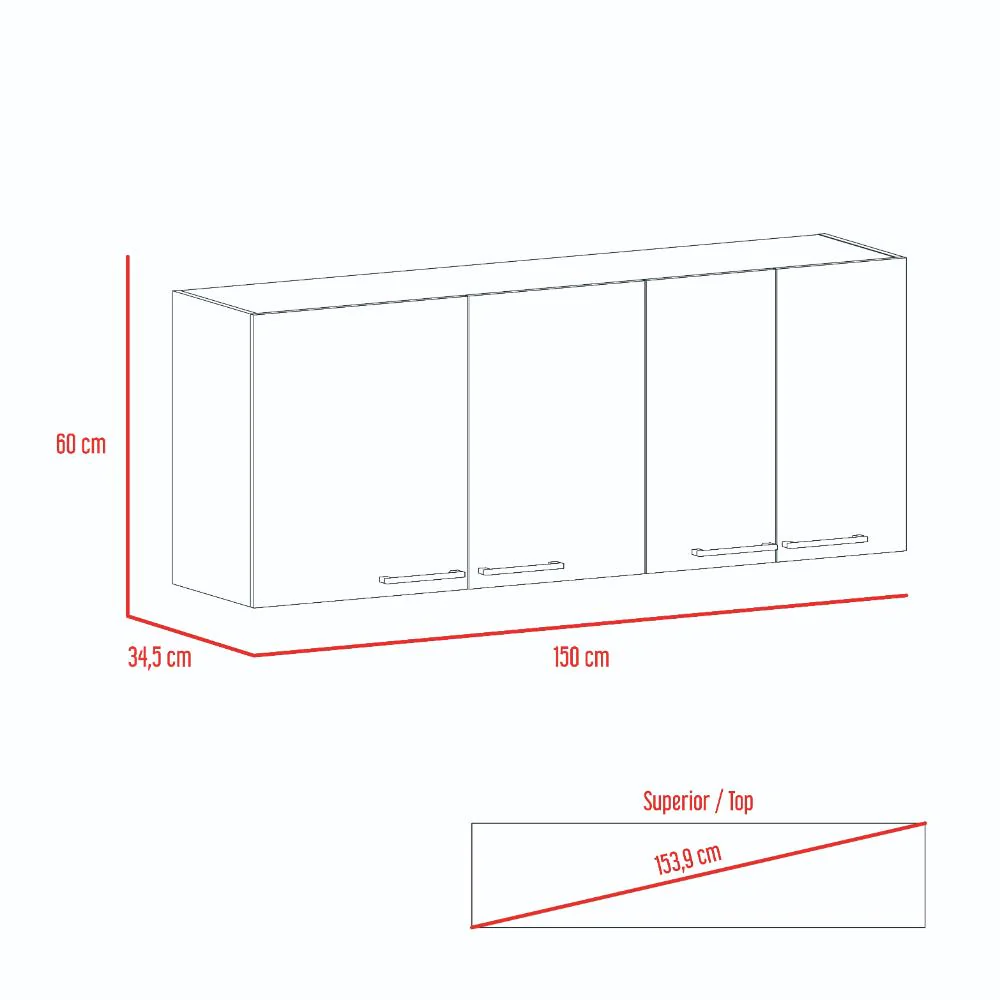 Gabinete Superior Ursa, Blanco y Wengue, con Múltiples Entrepaños Para Almacenamiento - Image 9