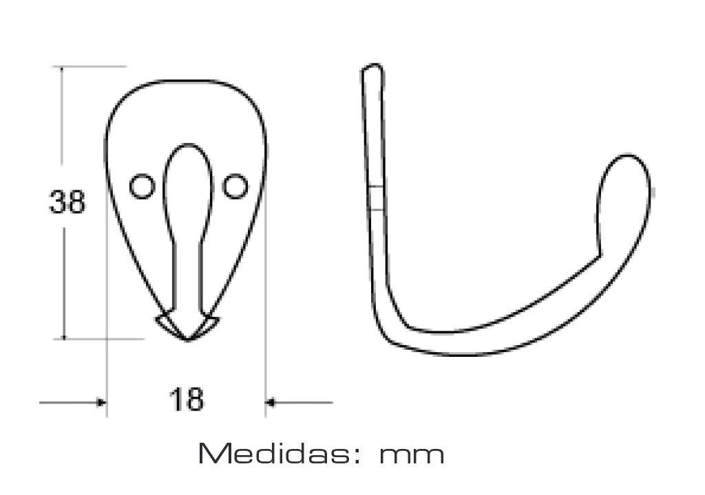 Gancho zamak sencillo pavonado - Image 2