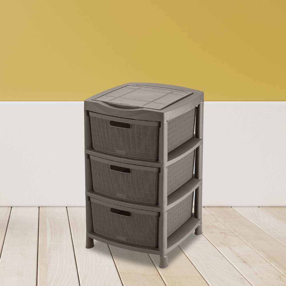 Gavetero fique con 3 gavetas y tapa organizadora mocca marca Rimax