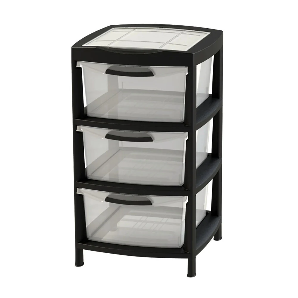 Gavetero grande con 3 gavetas y tapa organizadora negro marca Rimax - Image 3