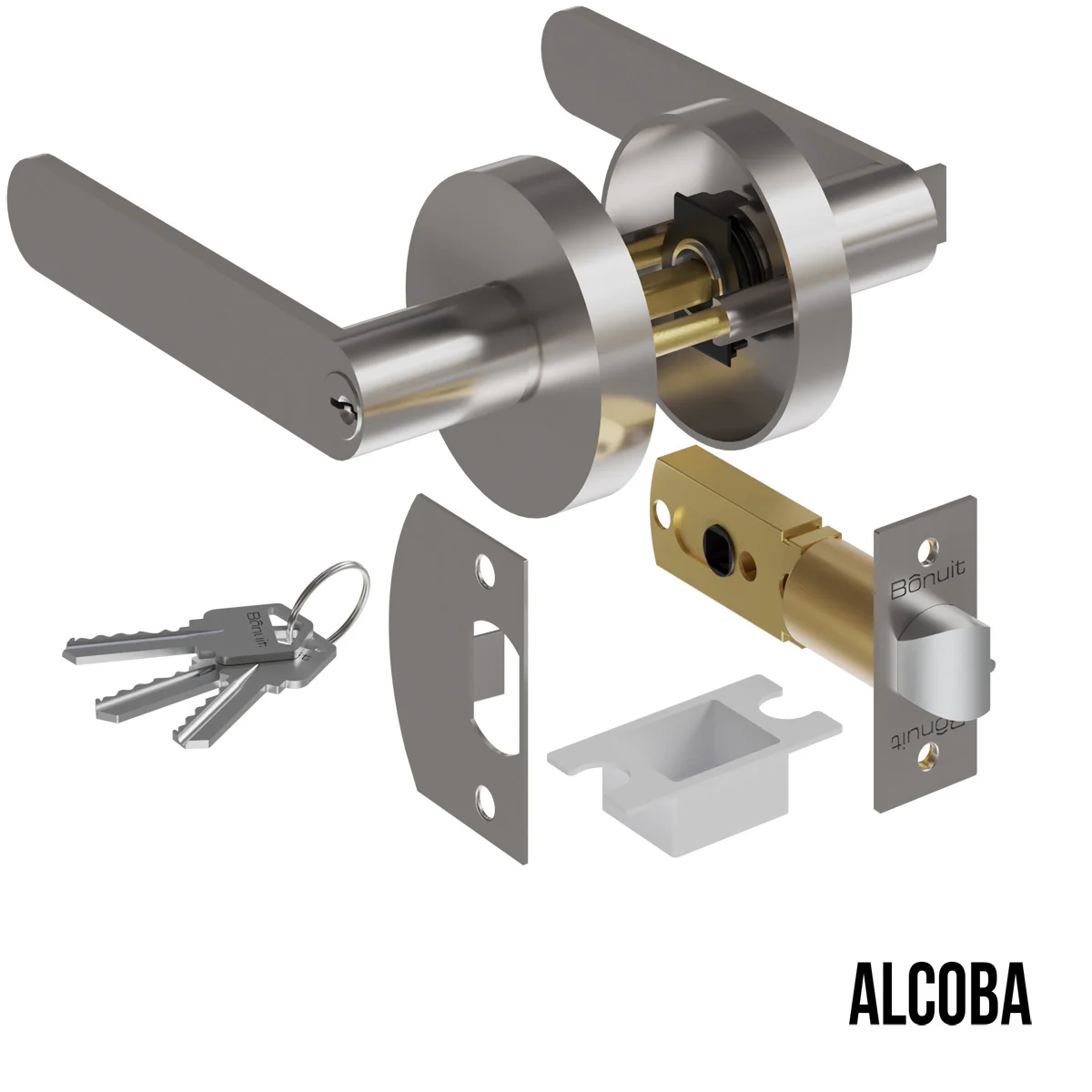 Cerradura chapa tubular premium palanca escudo redondo negra para puerta de paso - Image 12