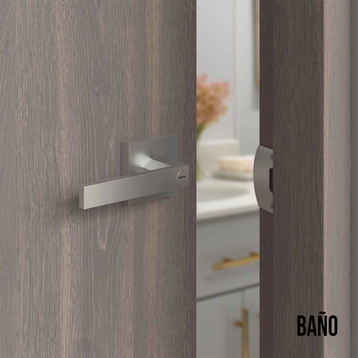 Cerradura chapa tubular premium palanca escudo cuadrado para puerta de paso - Image 4