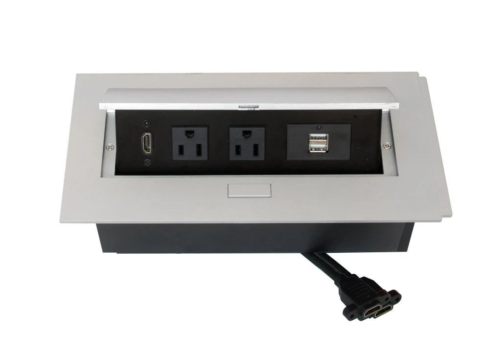 Enchufe oficina - 2 tomas, 1 hdmi, 2 puertos usb para carga