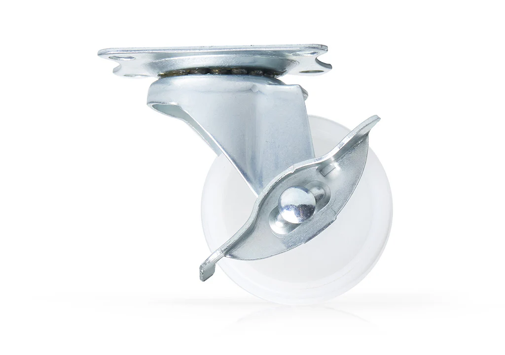 Rodachina.  plast blanca con fre. 25 kilos h: 51 mm ø 40 mm