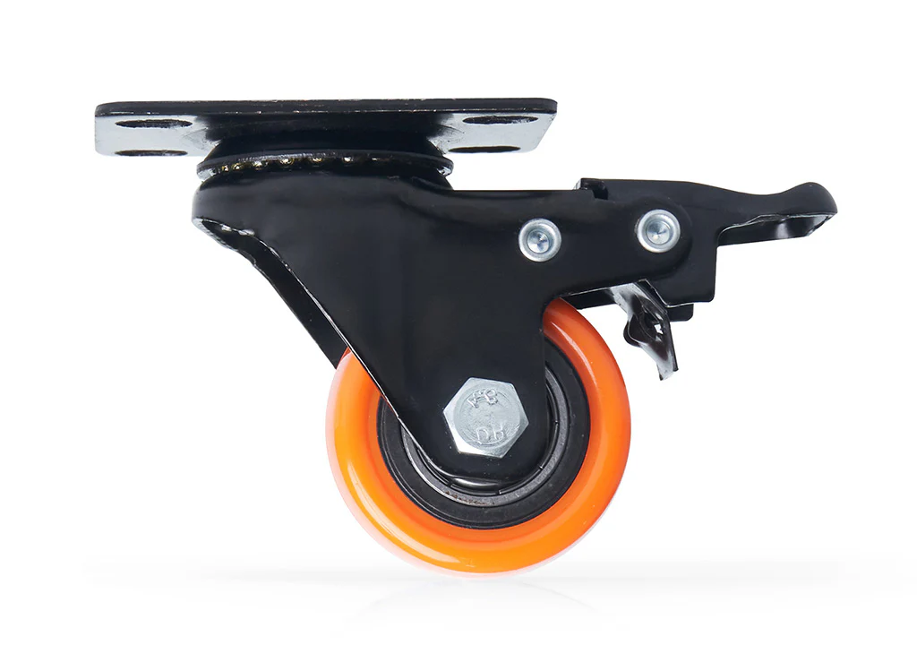 Rodachina plat pvc naranja día 40 mm con freno