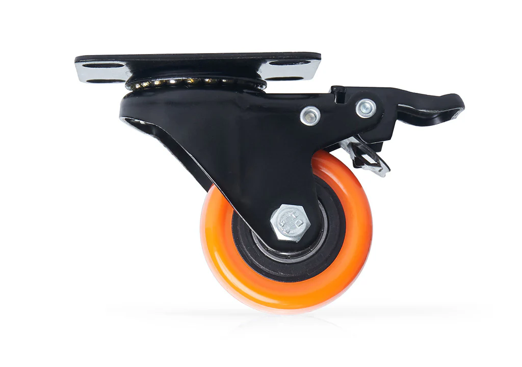 Rodachina plat pvc naranja día 50 mm con freno