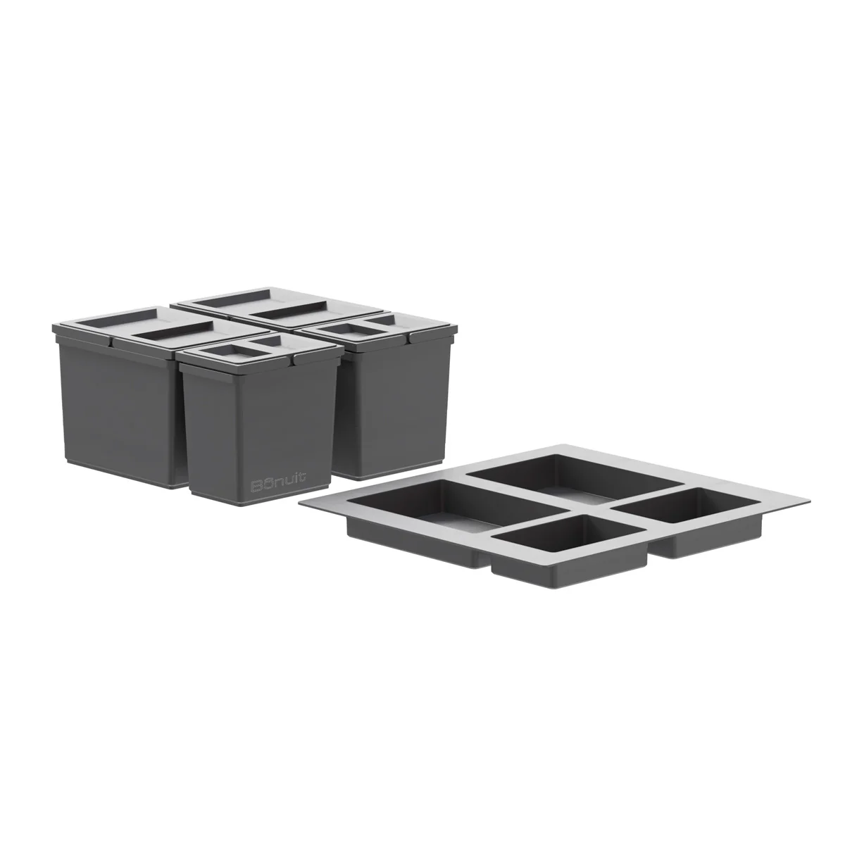Basureros y estructuras plásticas doble gris para cajón grande - Image 2
