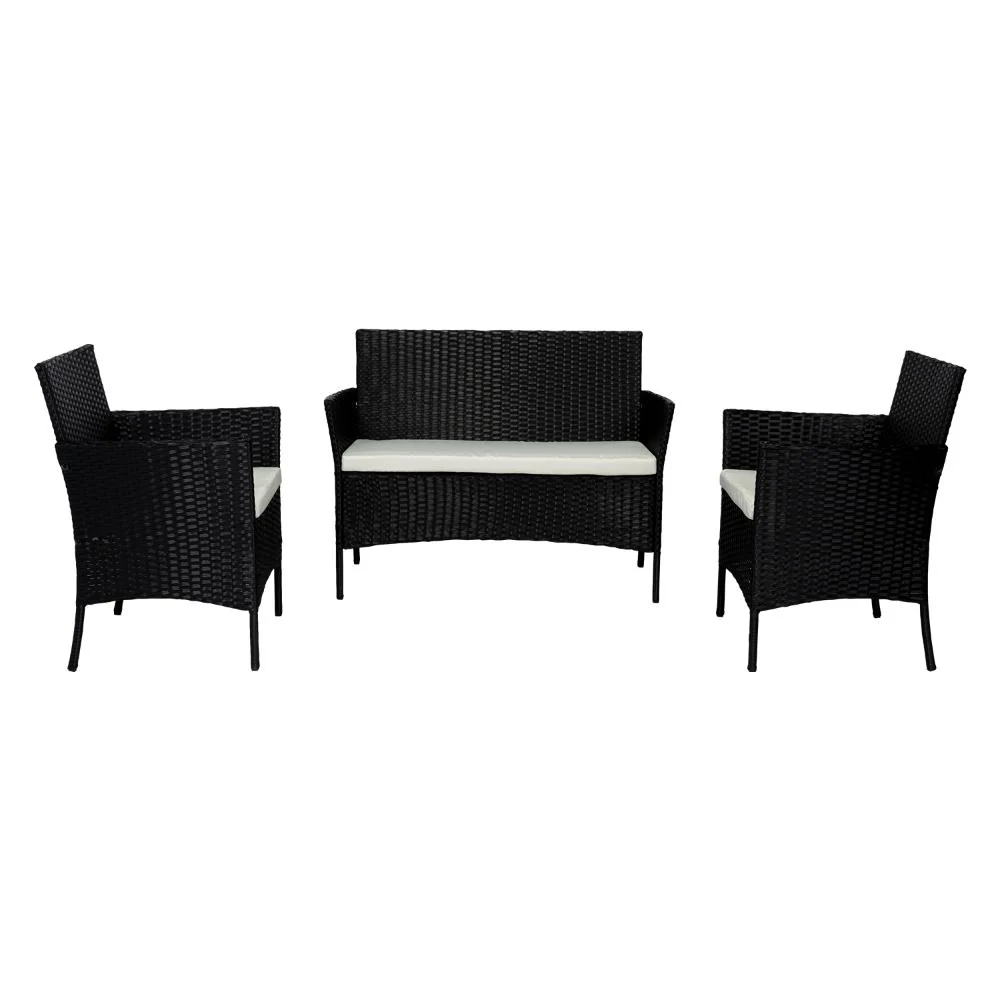 Juego de Sala Exterior Zafiro, Negro y Blanco, con Dos Sillas de Una Plaza y Una Silla de Dos Plazas - Image 10